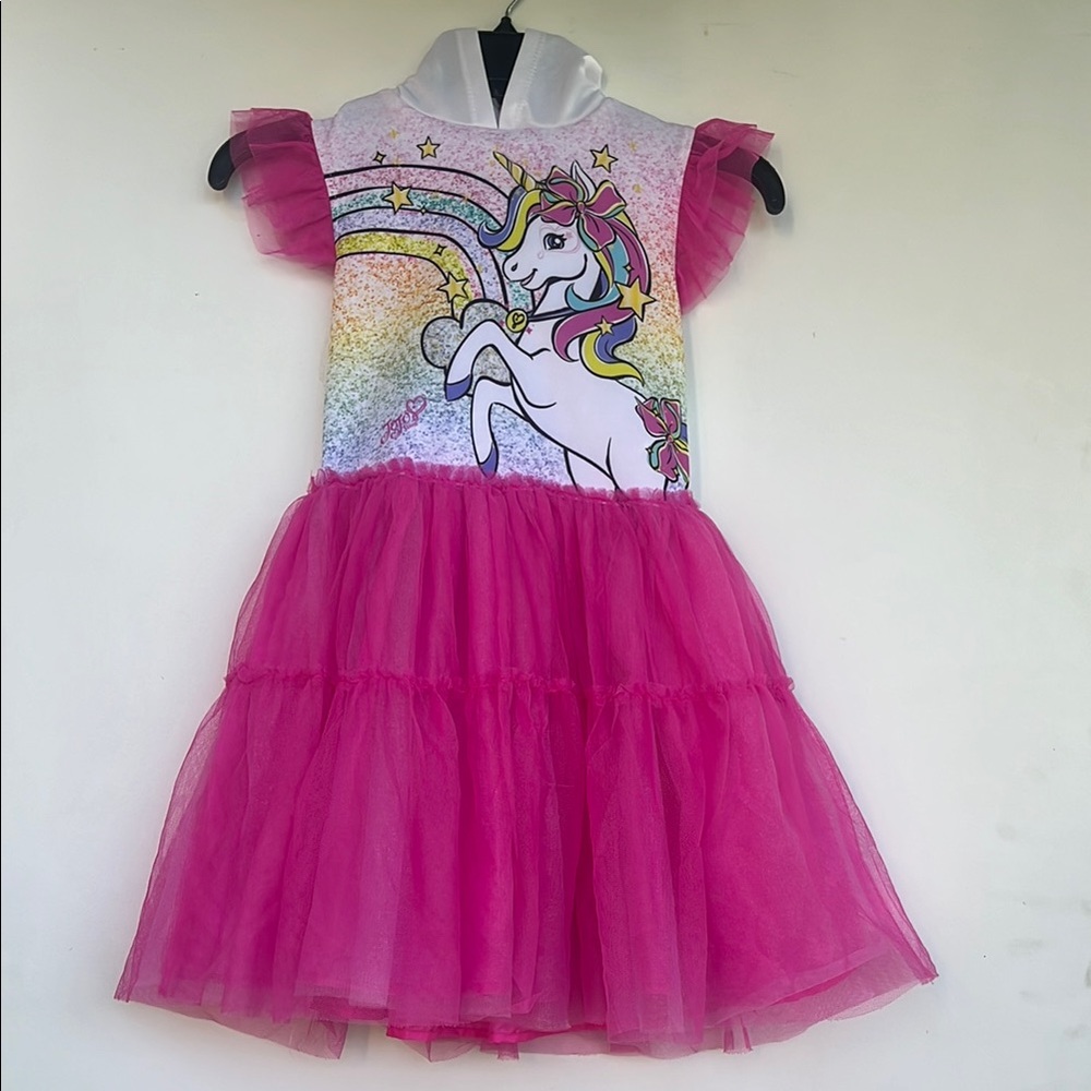 JoJo Siwa Pink and White Flutter Sleeve Sundress